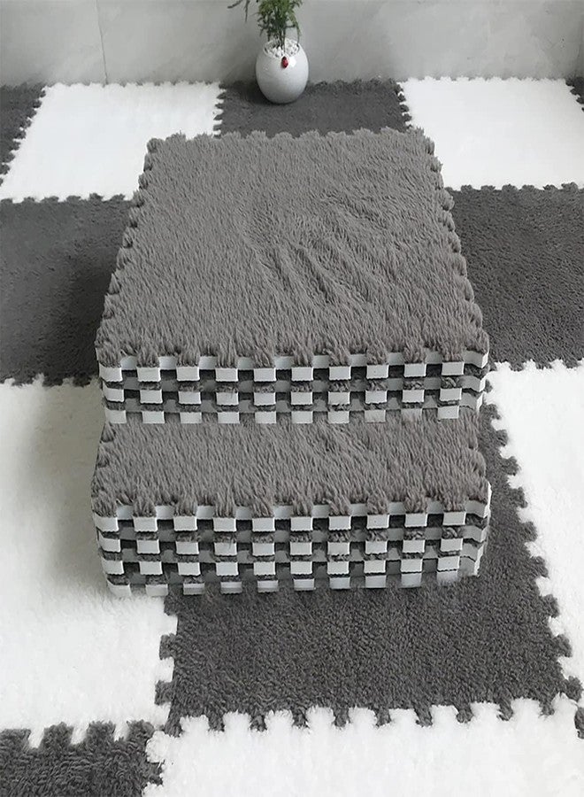 LOMESH Interlocking Carpet Shaggy Soft Foam Play Mat Velvet Fluffy Area Rugs, 10pcs Square Plush Puzzle Floor Tiles Climbing Mats for Rooms Home Parlor Bedroom (10pcs Grey) - Image 4